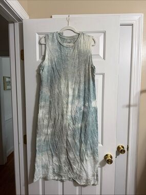 Universal Thread Sleeveless Gray Blue White Tie Dye Midi Dress Size Large